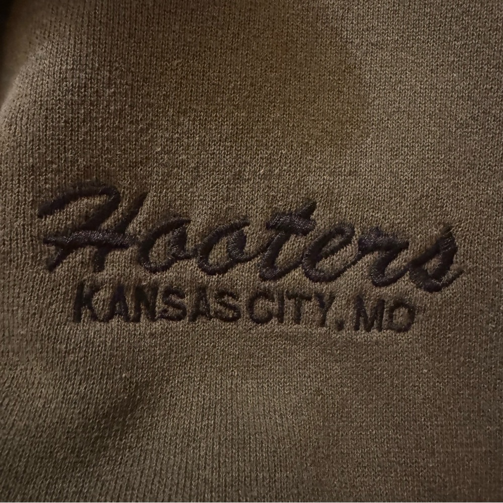 HOOTERS Lee Heavyweight Olive Quarter-Zip Pullover Vintage Made in USA Size 2XL